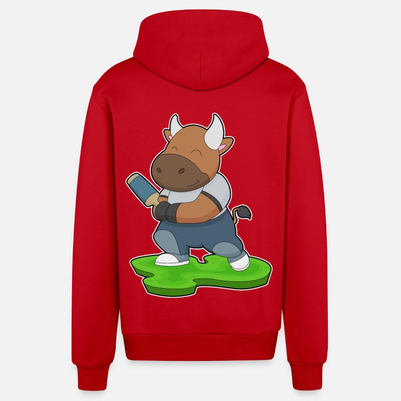 Bull Cricket Batte de cricket - Veste à capuche bio décontractée fabriquée en UE - rouge