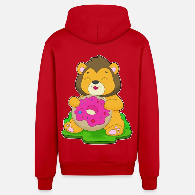 Beignet Lion - Veste à capuche bio décontractée fabriquée en UE - rouge
