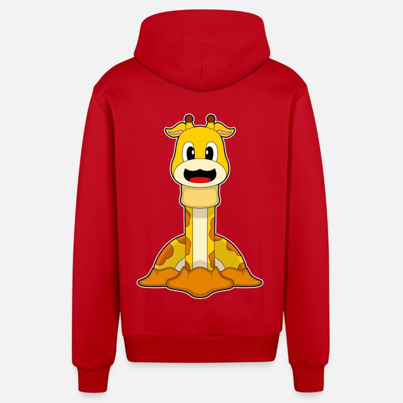 Ver girafe - Veste à capuche bio décontractée fabriquée en UE - rouge