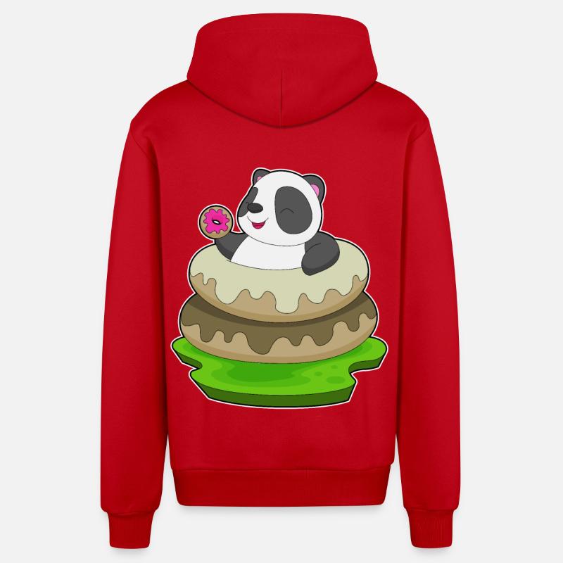 Beignets Panda - Veste à capuche bio décontractée fabriquée en UE - rouge