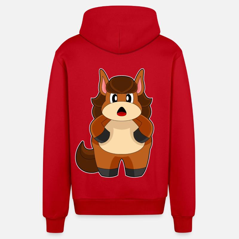 Cheval Dick - Veste à capuche bio décontractée fabriquée en UE - rouge