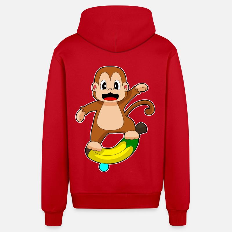 Équilibre Monkey Banana - Veste à capuche bio décontractée fabriquée en UE - rouge