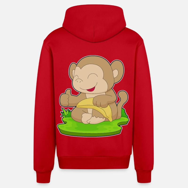 Singe Banane Fruit - Veste à capuche bio décontractée fabriquée en UE - rouge