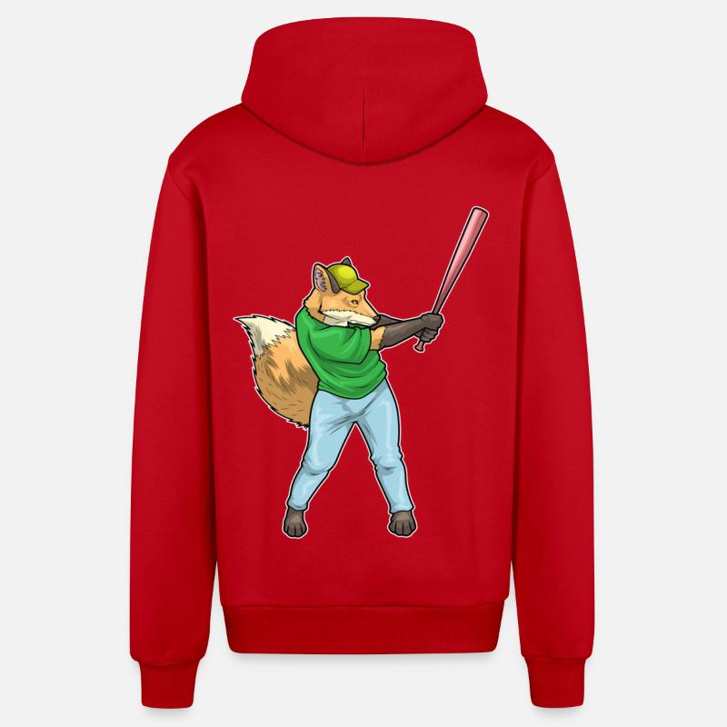Batte de baseball Fox - Veste à capuche bio décontractée fabriquée en UE - rouge