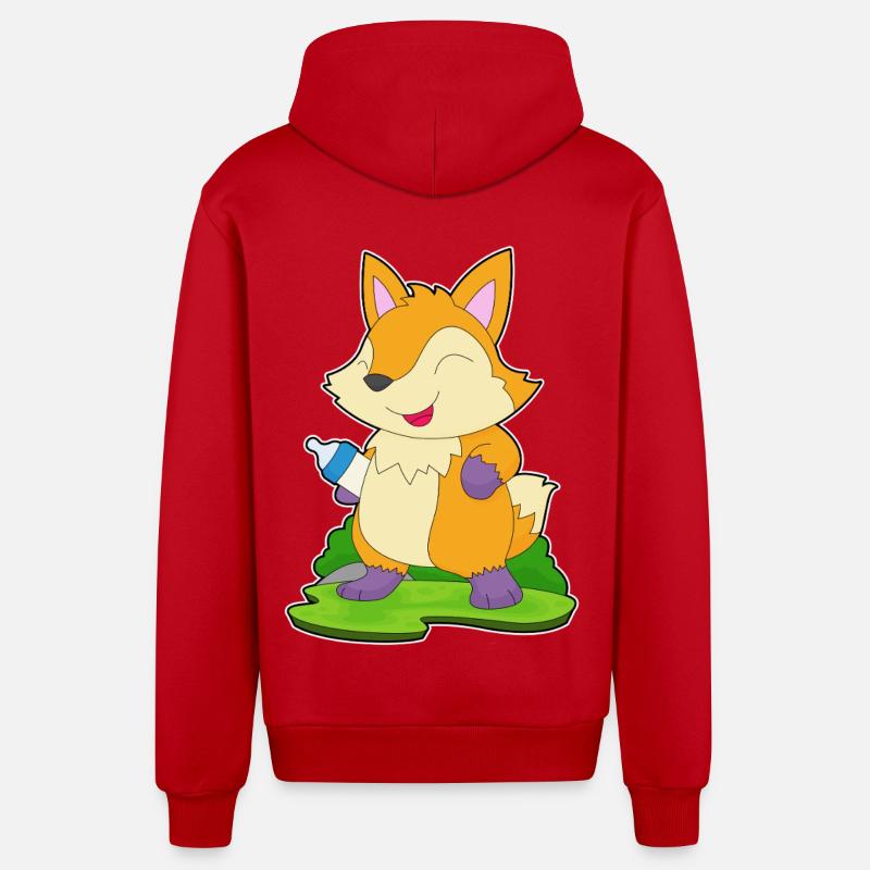 Fox Lait Biberon - Veste à capuche bio décontractée fabriquée en UE - rouge