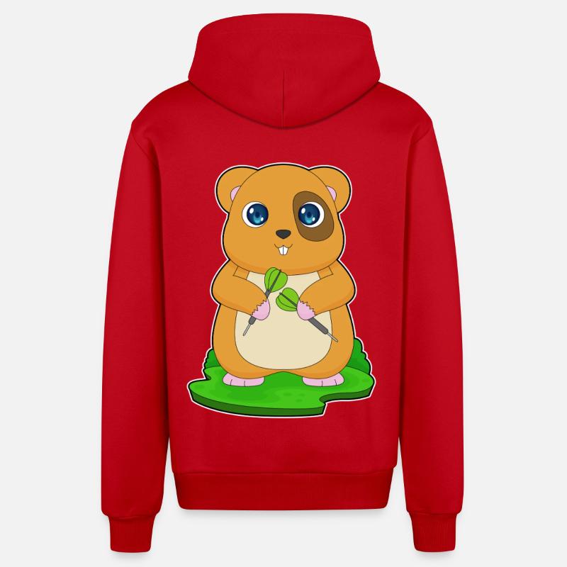 Fléchette de hamster Dartpfeil - Veste à capuche bio décontractée fabriquée en UE - rouge