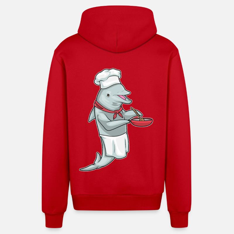 Cuisson à la poêle Dolphin - Veste à capuche bio décontractée fabriquée en UE - rouge