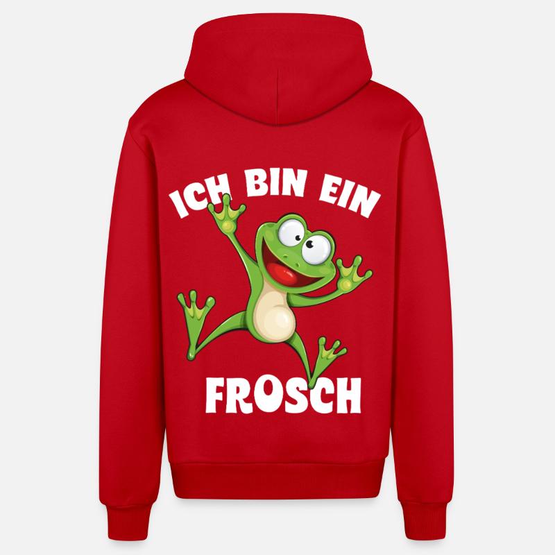 Ich bin ein Frosch - Organic Relaxed Kapuzenjacke Made in EU - Rot