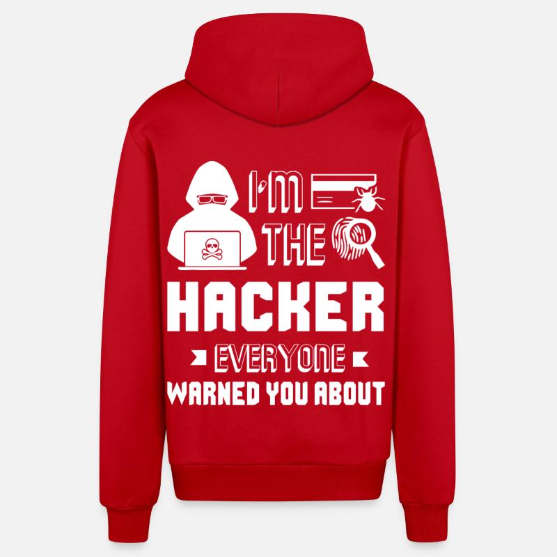 Hacker Ich bin der Hacker - Organic Relaxed Kapuzenjacke Made in EU - Rot