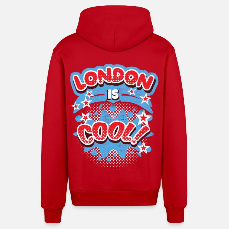 Londres Angleterre, Royaume-Uni Dire Londres-cool - Veste à capuche bio décontractée fabriquée en UE - rouge