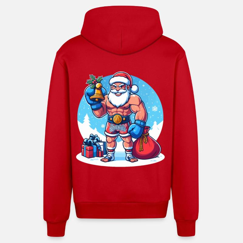 Muay Thai Noël - Veste à capuche bio décontractée fabriquée en UE - rouge