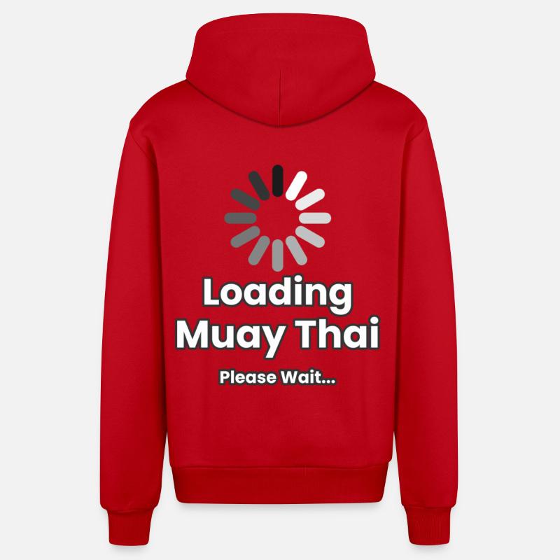 Loading Muay Thai Please Wait - Organic Relaxed Hooded Jacket Made in EU - red