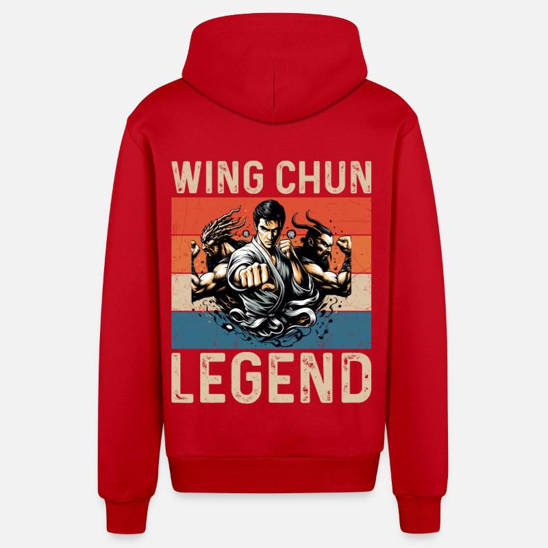 Légende du Wing Chun - Veste à capuche bio décontractée fabriquée en UE - rouge