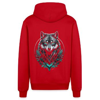 Loup arctique forestier - Veste à capuche bio décontractée fabriquée en UE - rouge - Dos