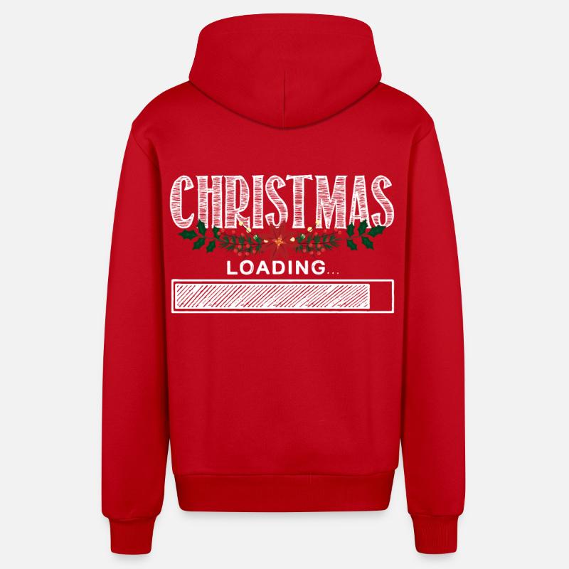 Christmas Is Loading - Organic Relaxed Hooded Jacket Made in EU - red