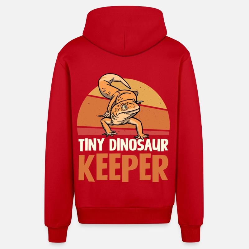 Tiny Dinosaur Keeper Retro Style - Organic Relaxed Kapuzenjacke Made in EU - Rot