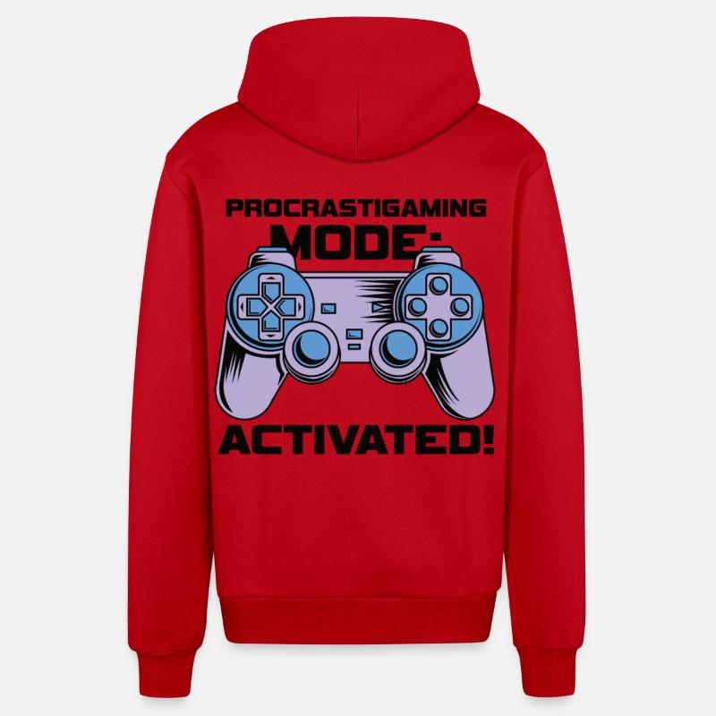Gamer Procrastimode de jeu activé - Veste à capuche bio décontractée fabriquée en UE - rouge
