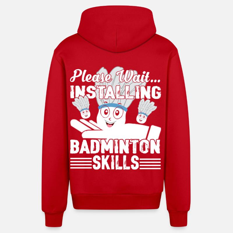 Please Wait Installing Badminton - Organic Relaxed Hooded Jacket Made in EU - red