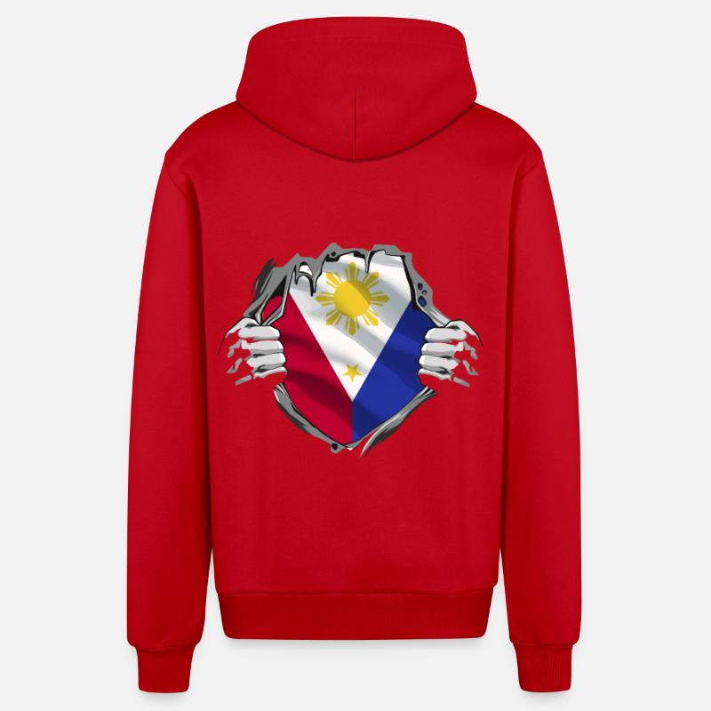 Drapeau philippin Pride - Veste à capuche bio décontractée fabriquée en UE - rouge