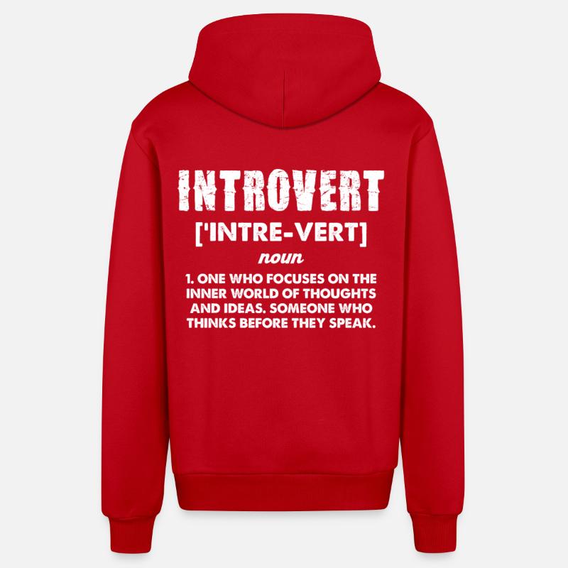 Introverti Définition Humour Déclaration - Veste à capuche bio décontractée fabriquée en UE - rouge