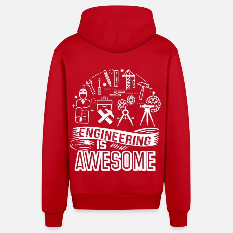 Engineer Engineering Is Awesome - Organic Relaxed Hooded Jacket Made in EU - red