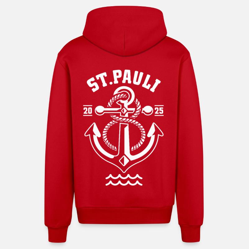 St. Pauli Hamburg Anker Reeperbahn - Veste à capuche bio décontractée fabriquée en UE - rouge