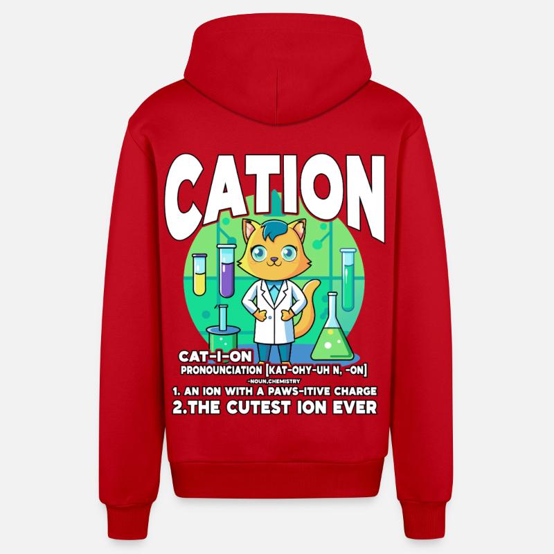 Cation - Veste à capuche bio décontractée fabriquée en UE - rouge