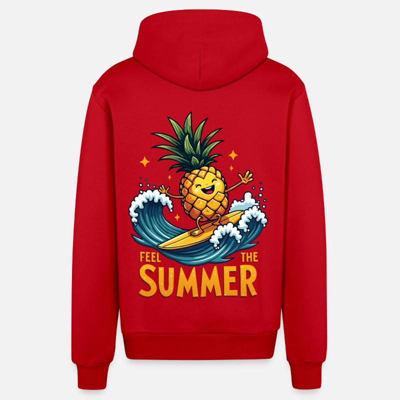 Ananas Surfer Surf Feel L’été - Veste à capuche bio décontractée fabriquée en UE - rouge