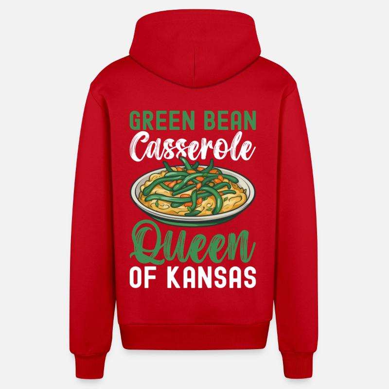 Casserole de haricots verts - Veste à capuche bio décontractée fabriquée en UE - rouge