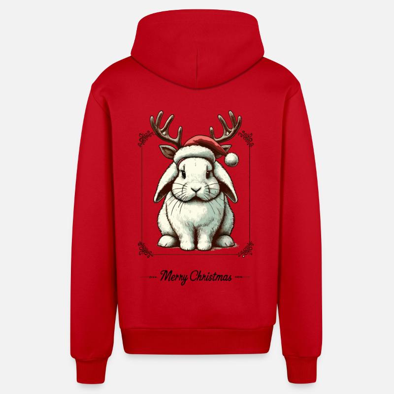 Mignon lapin style Noël - Veste à capuche bio décontractée fabriquée en UE - rouge