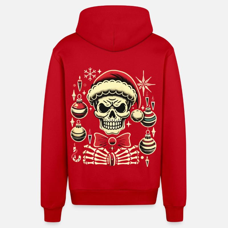 Crâne de squelette de Noël - Veste à capuche bio décontractée fabriquée en UE - rouge