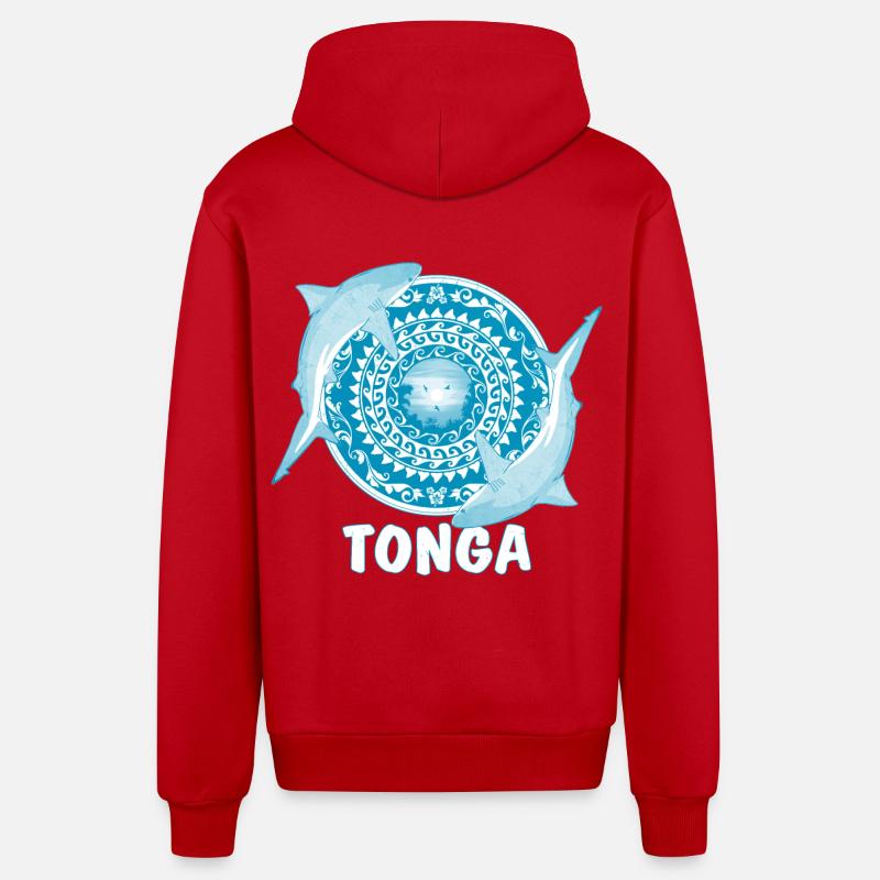 Requin bouledogue des Tonga - Veste à capuche bio décontractée fabriquée en UE - rouge