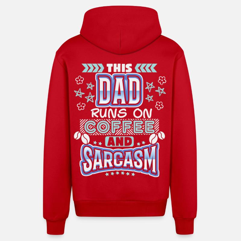 Daddy, daddy-daddy coffee, sarcasm saying - Organic Relaxed Hooded Jacket Made in EU - red