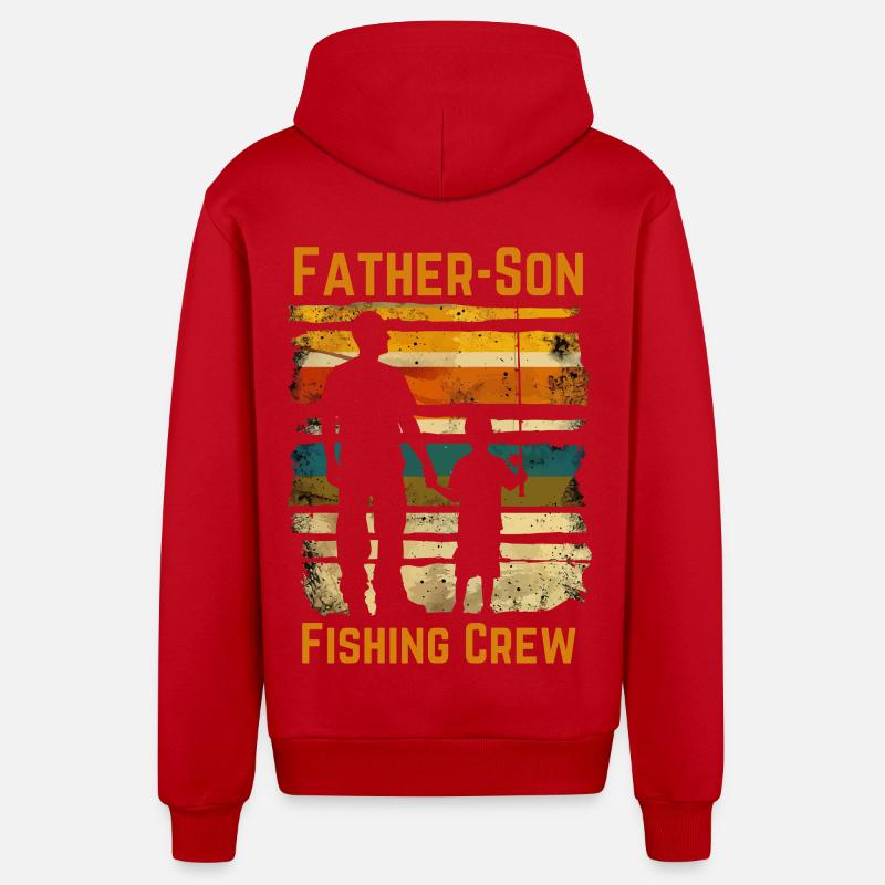 Père et fils Pêche Pêche - Veste à capuche bio décontractée fabriquée en UE - rouge