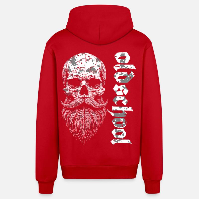 Crâne barbu à l’ancienne - Veste à capuche bio décontractée fabriquée en UE - rouge