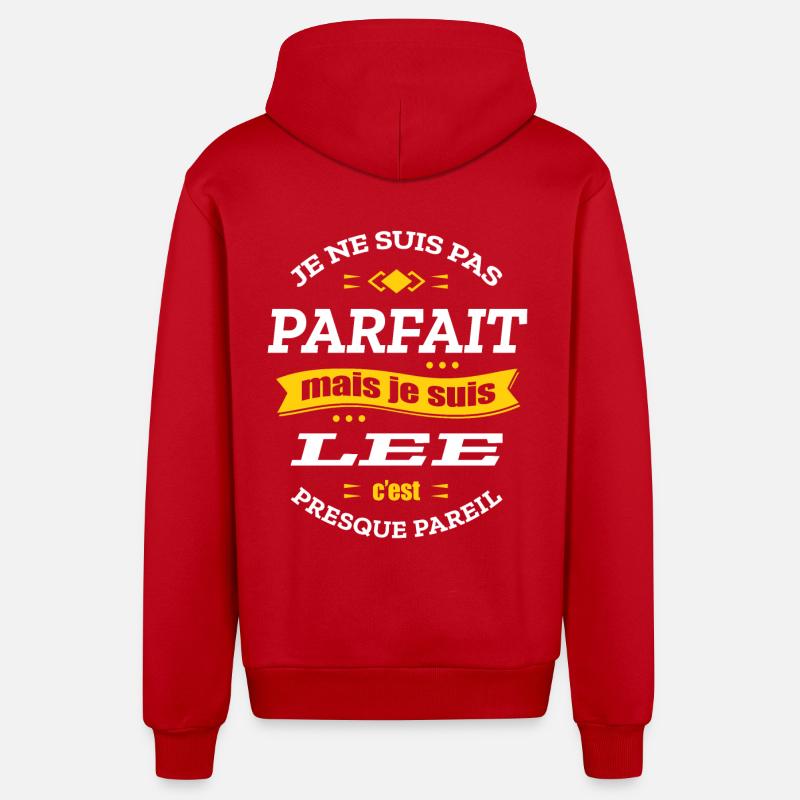 LEE PARFAIT - PRENOM LEE - Veste à capuche bio décontractée fabriquée en UE - rouge