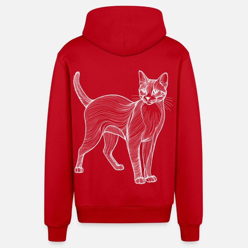 Lineart pour chat - Veste à capuche bio décontractée fabriquée en UE - rouge