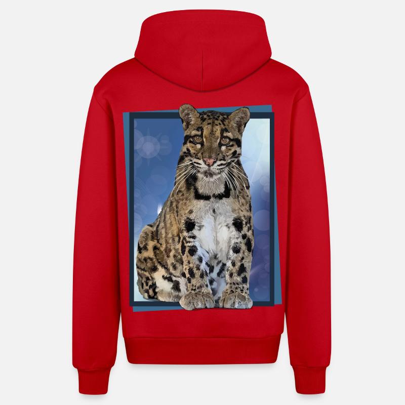 Clouded leopard - Organic Relaxed Hooded Jacket Made in EU - red