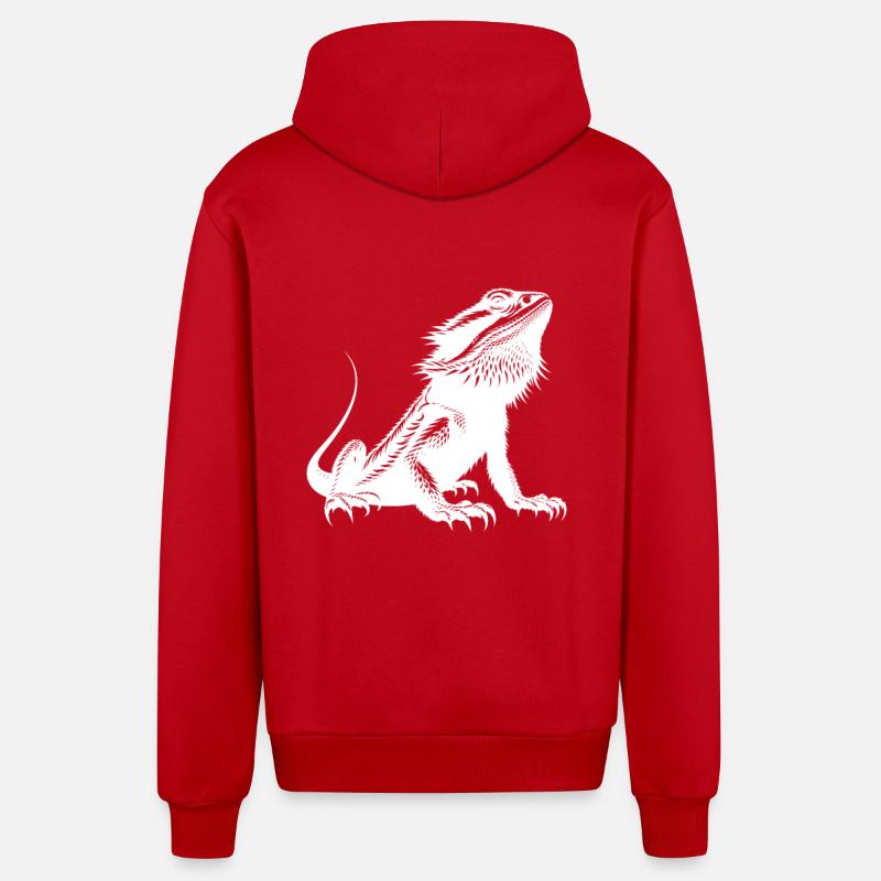J’adore les dragons barbus - Veste à capuche bio décontractée fabriquée en UE - rouge