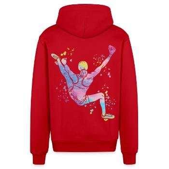 Boulderer Colorsplash Boulder Bouldern - Organic Relaxed Kapuzenjacke Made in EU - Rot - Hinten