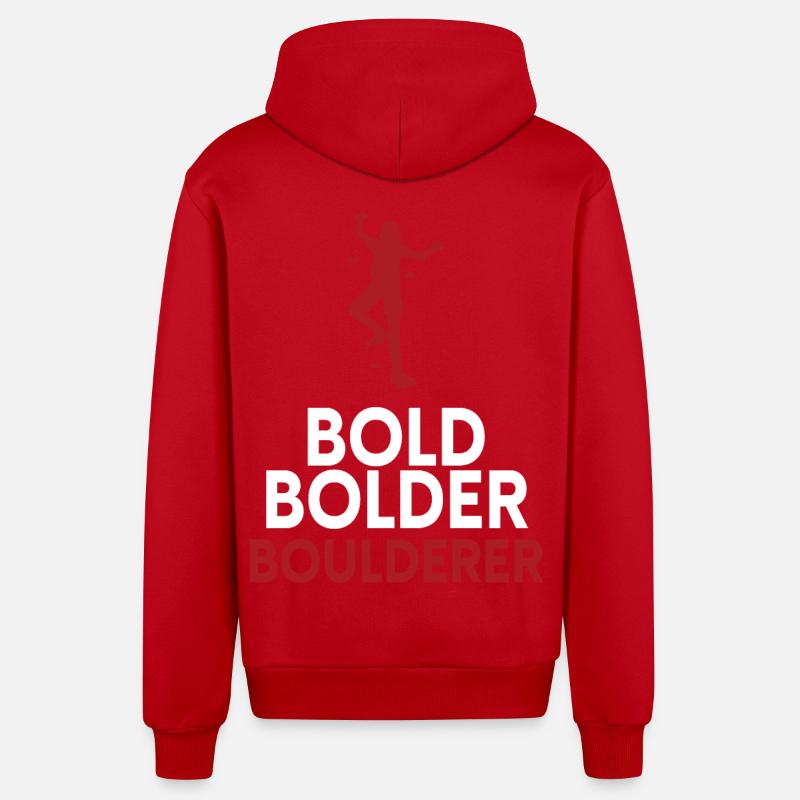Bold Bolder Boulderer Bouldering - Organic Relaxed Hooded Jacket Made in EU - red