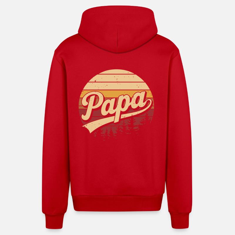 Papa Retro Sunset Logo - Veste à capuche bio décontractée fabriquée en UE - rouge