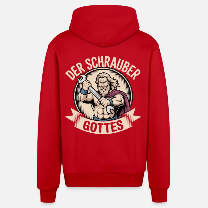 Der Schrauber Gottes - Organic Relaxed Kapuzenjacke Made in EU - Rot