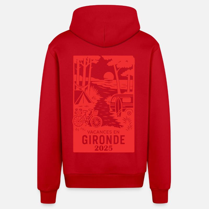Vacances en Gironde 2025 - Veste à capuche bio décontractée fabriquée en UE - rouge