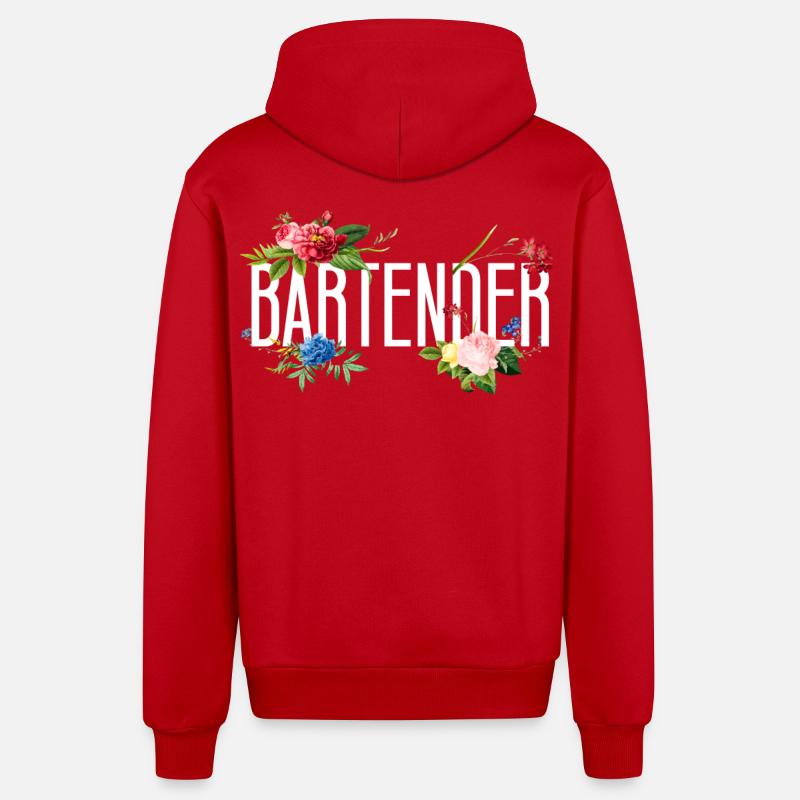 Barman Mixologue Fleurs - Veste à capuche bio décontractée fabriquée en UE - rouge