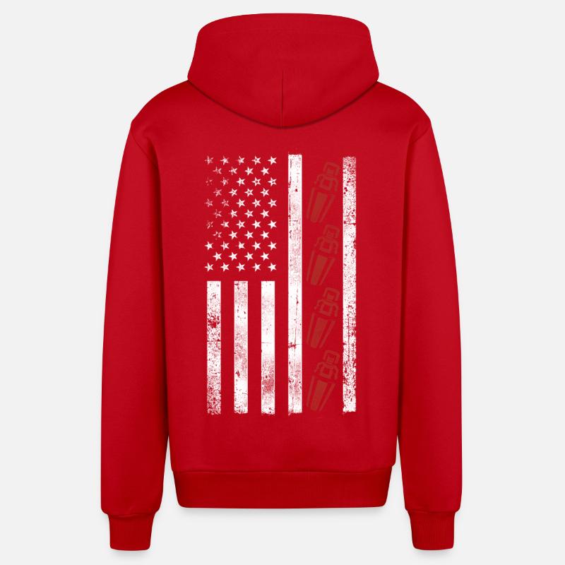 Barman Mixologue American Flag - Veste à capuche bio décontractée fabriquée en UE - rouge
