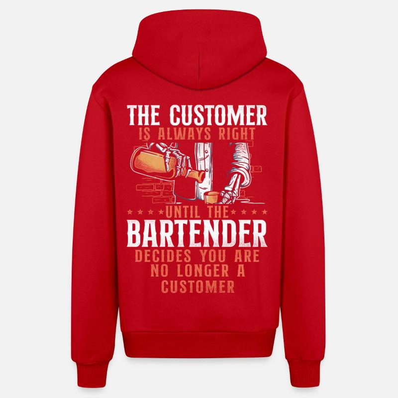 Bartender Mixologist The Customer - Organic Relaxed Hooded Jacket Made in EU - red