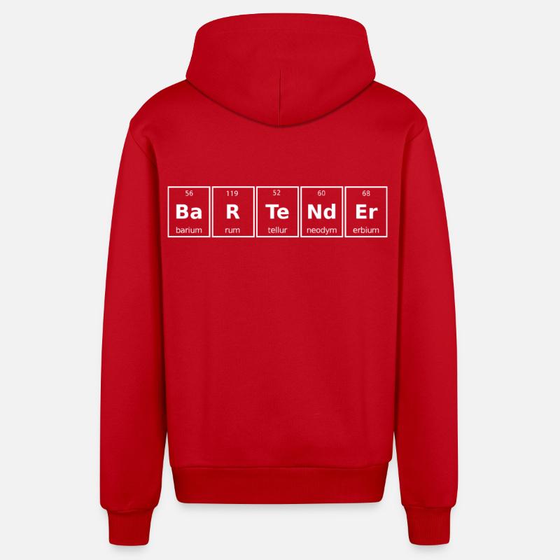 Barman Mixologue Elements - Veste à capuche bio décontractée fabriquée en UE - rouge