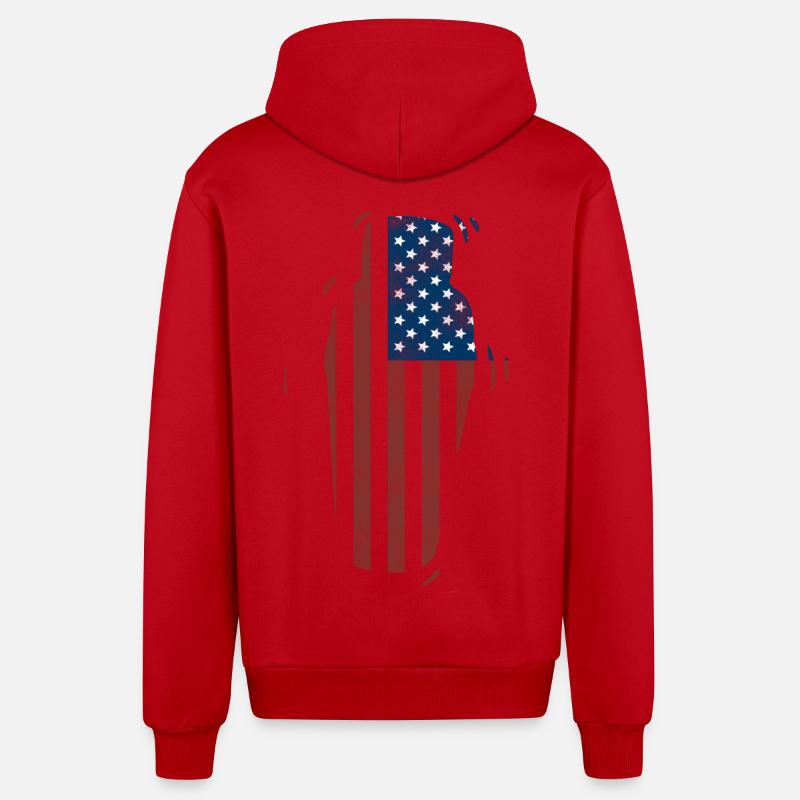 Barman Mixologue American Flag - Veste à capuche bio décontractée fabriquée en UE - rouge