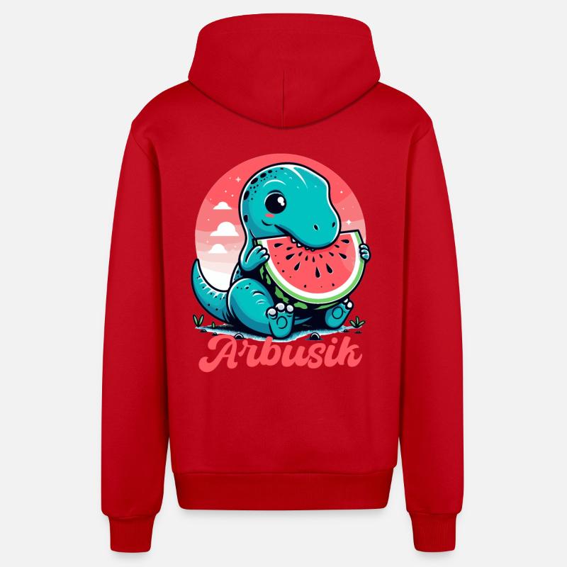 Mignon T-Rex Pastèque Arbusik Cadeau - Veste à capuche bio décontractée fabriquée en UE - rouge